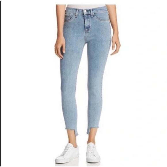 rag & bone Denim - Rag & Bone High-Rise Step Hem Frayed Skinny Cropped Jeans Light Wash Size 29